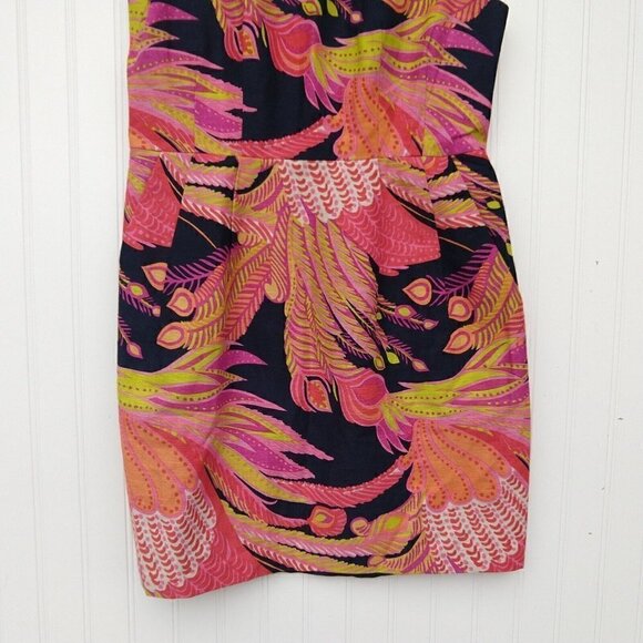 Nanette Lepore Exotic Plume Mini Dress Size 6 Floral Silk Linen Blend Pockets - Picture 6 of 10